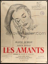 3y841 LOVERS French 1p '59 Louis Malle's Les Amants, Georges Allard art of pretty Jeanne Moreau!