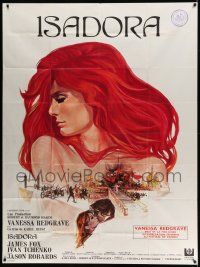 3y842 LOVES OF ISADORA French 1p '69 best different art of sexy Vanessa Redgrave by Michel Landi!