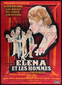 3y886 PARIS DOES STRANGE THINGS French 1p '57 Jean Renoir, different Peron art of Ingrid Bergman!