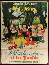 3y942 SNOW WHITE & THE SEVEN DWARFS French 1p R62 Disney cartoon classic, great different art!