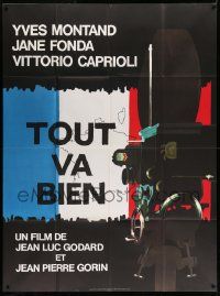 3y975 TOUT VA BIEN French 1p '72 Jean-Luc Godard, cool art of movie camera over French flag!