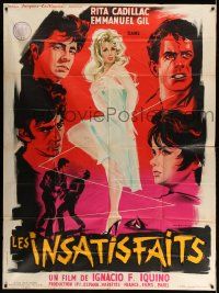 3y983 UNSATISFIED French 1p '61 different art of sexy Rita Cadillac & co-stars by Belinsky!