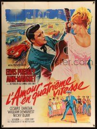 3y985 VIVA LAS VEGAS French 1p '65 best different art of Elvis & Ann-Margret by Roger Soubie!