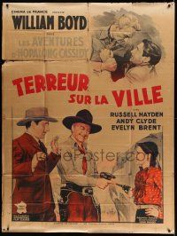3y991 WIDE OPEN TOWN French 1p '47 great art of William Boyd as Hopalong Cassidy kidding around!