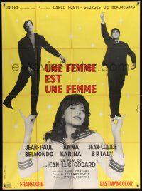 3y993 WOMAN IS A WOMAN French 1p '61 Jean-Luc Godard, Jean-Paul Belmondo, sexy Anna Karina!