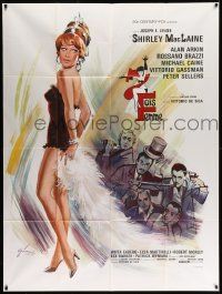 3y994 WOMAN TIMES SEVEN French 1p '67 different art of sexy Shirley MacLaine by Boris Grinsson!