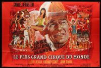 3y615 CIRCUS WORLD French 2p '65 different Landi art of John Wayne, Cardinale & Rita Hayworth!