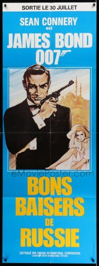 3y636 FROM RUSSIA WITH LOVE French door panel R80s art of Sean Connery as James Bond 007 with gun!