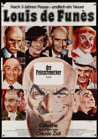 3y363 WING & THE THIGH German 2p '76 nine different images of Louis de Funes in different costumes!