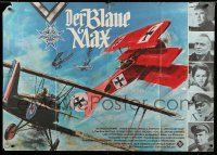 3y373 BLUE MAX German 33x47 '66 great art of World War I fighter planes + portraits of top cast!