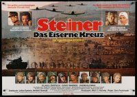 3y387 CROSS OF IRON German 33x47 '77 Sam Peckinpah, portraits of top cast over WWII battlefield!