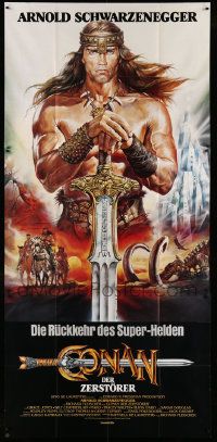 3y318 CONAN THE DESTROYER German 47x99 '84 great Casaro art of barbarian Arnold Schwarzenegger!