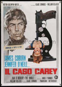 3y224 CAREY TREATMENT Italian 1p '72 James Coburn, Blake Edwards, different gun/microscope art!