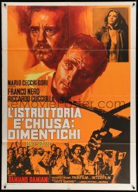 3y225 CASE IS CLOSED, FORGET IT Italian 1p '74 cool art of Franco Nero looming over rioters!