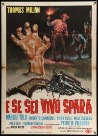 3y237 DJANGO KILL IF YOU LIVE SHOOT Italian 1p '67 Milian, best spaghetti western art by De Seta!