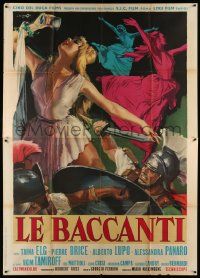 3y152 BACCHANTES Italian 2p '61 art of pretty Taina Elg & gladiators by Angelo Cesselon!