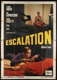 3y163 ESCALATION Italian 2p '68 art of sexy Claudine Auger wearing only body paint + seducing man!