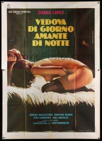 3y182 LUTO RIGUROSO Italian 2p '78 Ferrari art of sexy near-naked widow kneeling on bed!
