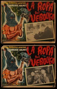 3y515 DRESSED TO KILL 2 Mexican LCs R50s Basil Rathbone as Sherlock Holmes, wild executioner art!