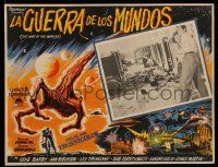 3y597 WAR OF THE WORLDS Mexican LC '53 Gene Barry & Ann Robinson cringe in fear!