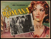 3y605 WOMAN OF ROME Mexican LC '56 great border art of sexy Gina Lollobrigida + inset photo!