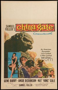 3y085 CHINA GATE WC '57 Samuel Fuller, Angie Dickinson, Gene Barry, Nat King Cole!