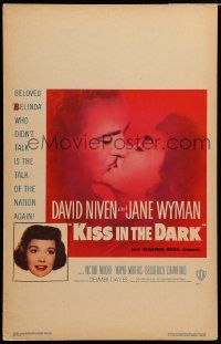 3y103 KISS IN THE DARK WC '49 close up headshot of Jane Wyman + kissing David Niven!