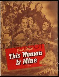 3y042 THIS WOMAN IS MINE pressbook '41 art of Carol Bruce between Franchot Tone & John Carroll!