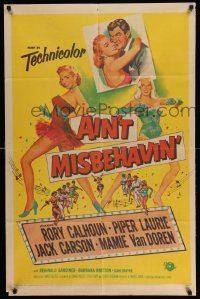 3z019 AIN'T MISBEHAVIN' 1sh '55 sexy artwork of Piper Laurie & Mamie Van Doren!