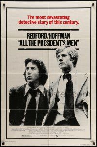 3z027 ALL THE PRESIDENT'S MEN 1sh '76 Dustin Hoffman & Robert Redford as Woodward & Bernstein!