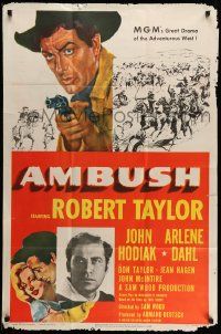 3z030 AMBUSH 1sh '50 Robert Taylor, Arlene Dahl, John Hodiak, cowboys & Indians!
