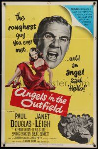 3z039 ANGELS IN THE OUTFIELD 1sh '51 artwork of Paul Douglas & sexy Janet Leigh, baseball!