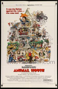 3z043 ANIMAL HOUSE style B 1sh '78 John Belushi, John Landis classic, art by Rick Meyerowitz!