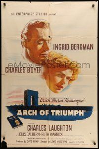 3z045 ARCH OF TRIUMPH 1sh '47 Ingrid Bergman, Charles Boyer, Erich Maria Remarque novel!
