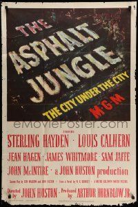 3z049 ASPHALT JUNGLE 1sh '50 John Huston classic film noir, The City Under the City!