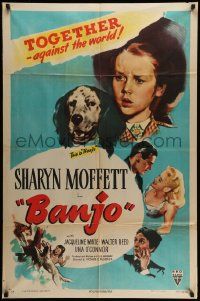 3z060 BANJO style A 1sh '47 adorable Sharyn Moffett & her beloved dog against the world!