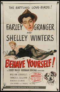 3z069 BEHAVE YOURSELF 1sh '51 art of sexy Shelley Winters by Alberto Vargas!