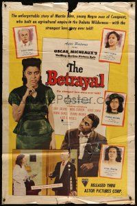3z077 BETRAYAL 1sh '48 Oscar Micheaux's Greatest Negro photoplay of all time!