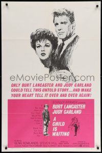 3z164 CHILD IS WAITING 1sh '63 great Howard Terpning art of Burt Lancaster & Judy Garland!