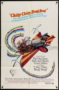 3z170 CHITTY CHITTY BANG BANG 1sh '69 Dick Van Dyke, Sally Ann Howes, artwork of wild flying car!