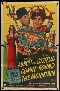 3z182 COMIN' ROUND THE MOUNTAIN 1sh '51 wacky hillbillies Bud Abbott, Lou Costello & Dorothy Shay!