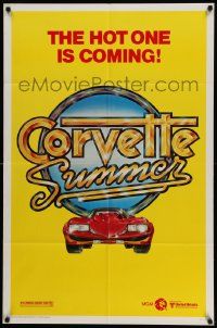 3z189 CORVETTE SUMMER teaser 1sh '78 cool art of custom Corvette, the hot one is coming!