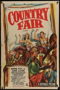 3z192 COUNTRY FAIR 1sh R51 Eddie Foy Jr, June Clyde, political scandal, cool artwork!