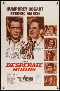 3z216 DESPERATE HOURS 1sh '55 William Wyler, different portraits of Humphrey Bogart & cast!
