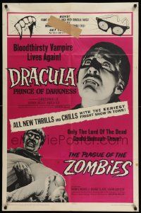 3z232 DRACULA PRINCE OF DARKNESS/PLAGUE OF THE ZOMBIES 1sh '66 bloodsuckers & undead double-bill!
