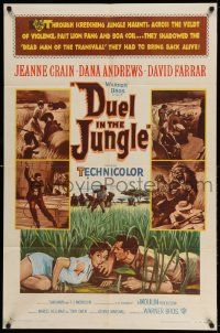3z239 DUEL IN THE JUNGLE 1sh '54 Dana Andrews, sexy Jeanne Crain, African adventure artwork!