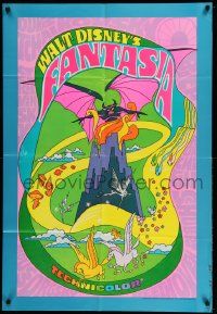 3z270 FANTASIA 1sh R70 Disney classic musical, great psychedelic fantasy artwork!