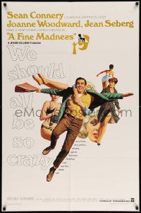 3z282 FINE MADNESS 1sh '66 Sean Connery can out-fox Joanne Woodward, Jean Seberg & them all!