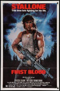 3z284 FIRST BLOOD 1sh '82 artwork of Sylvester Stallone as John Rambo by Drew Struzan!