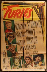 3z315 FURIES 1sh '50 Barbara Stanwyck, Wendell Corey, Walter Huston, Anthony Mann directed!